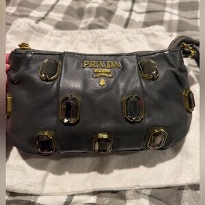 Prada Gray and Gold Clutch